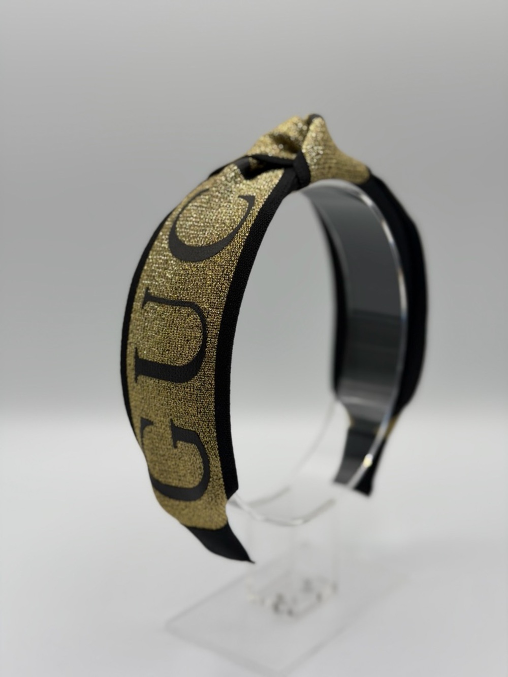 Gold and Black Knotted Logo-Style Headband